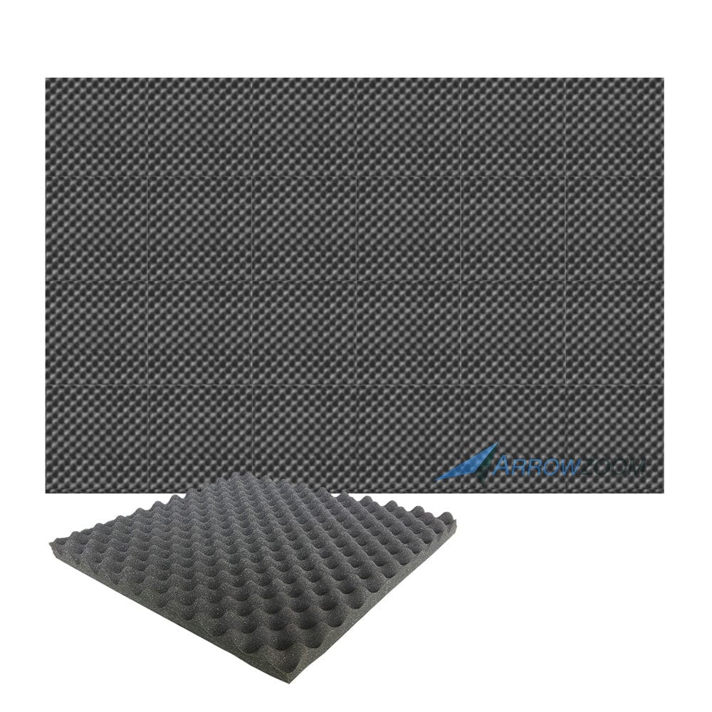 New 24 Pcs Bundle Egg Crate Convoluted Acoustic Tile Panels Sound Absorption Studio Soundproof Foam KK1052 50 X 50 X 3 cm (19.6 X 19.6 X 1.1 in) / Black