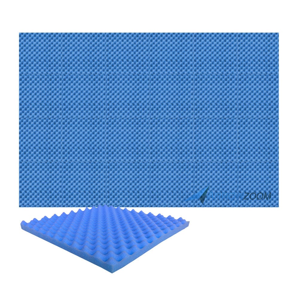 New 24 Pcs Bundle Egg Crate Convoluted Acoustic Tile Panels Sound Absorption Studio Soundproof Foam KK1052 50 X 50 X 3 cm (19.6 X 19.6 X 1.1 in) / Blue