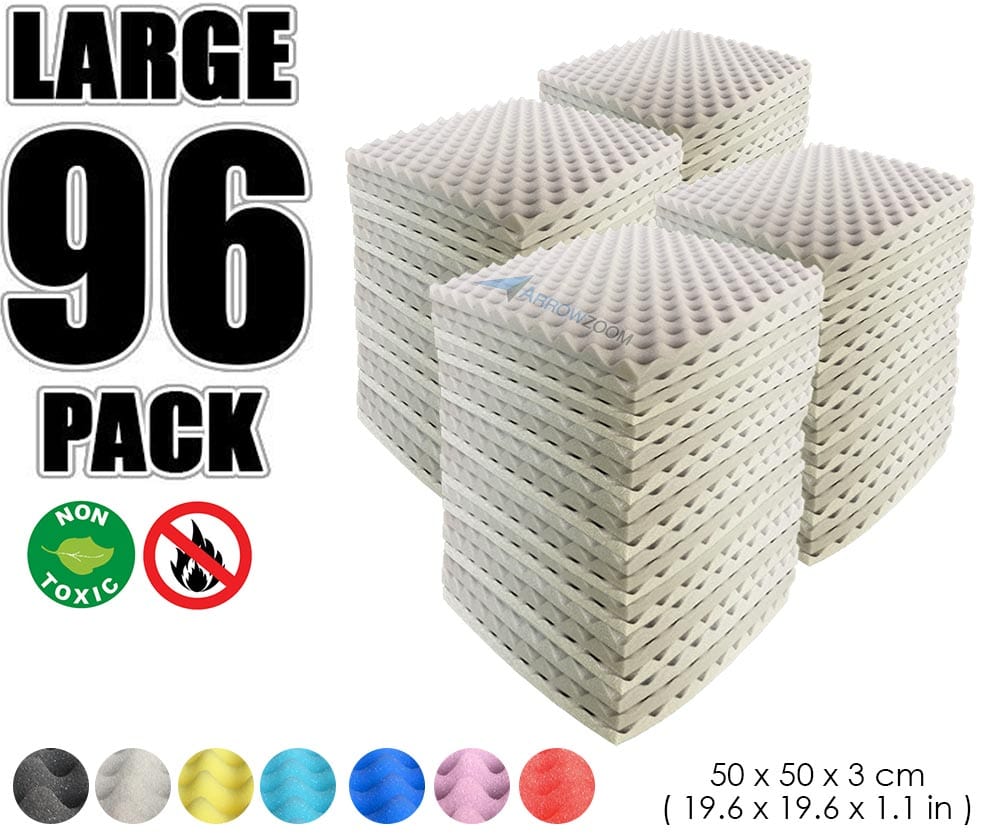 New 96 Pcs Bundle Egg Crate Convoluted Acoustic Tile Panels Sound Absorption Studio Soundproof Foam  KK1052 50 X 50 X 3 cm (19.6 X 19.6 X 1.1 in) / Gray