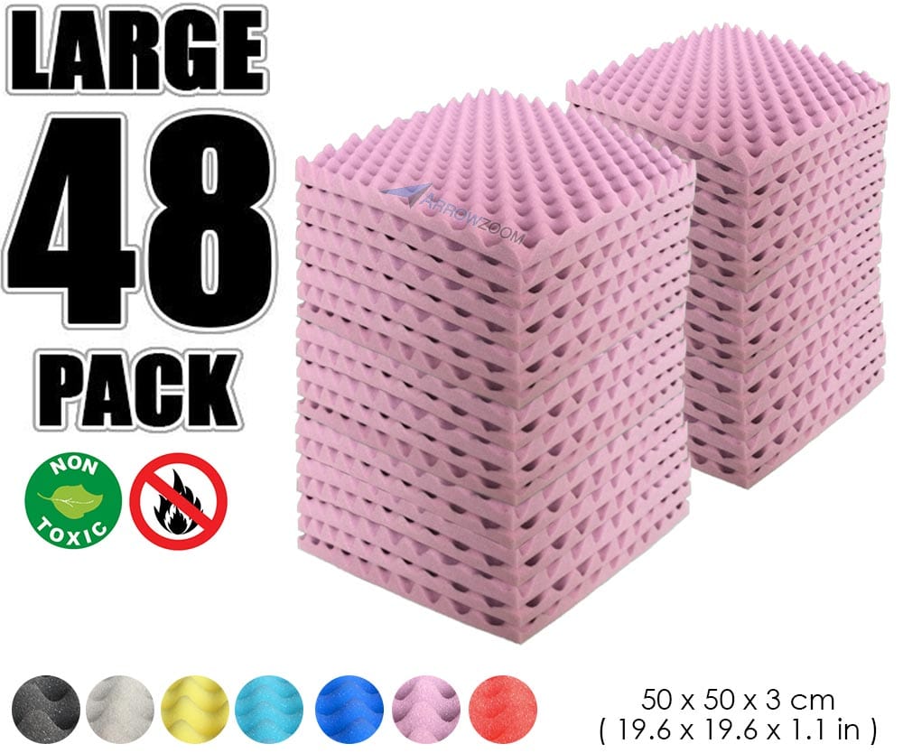 New 48 Pcs Bundle Egg Crate Convoluted Acoustic Tile Panels Sound Absorption Studio Soundproof Foam KK1052 50 X 50 X 3 cm (19.6 X 19.6 X 1.1 in) / Purple