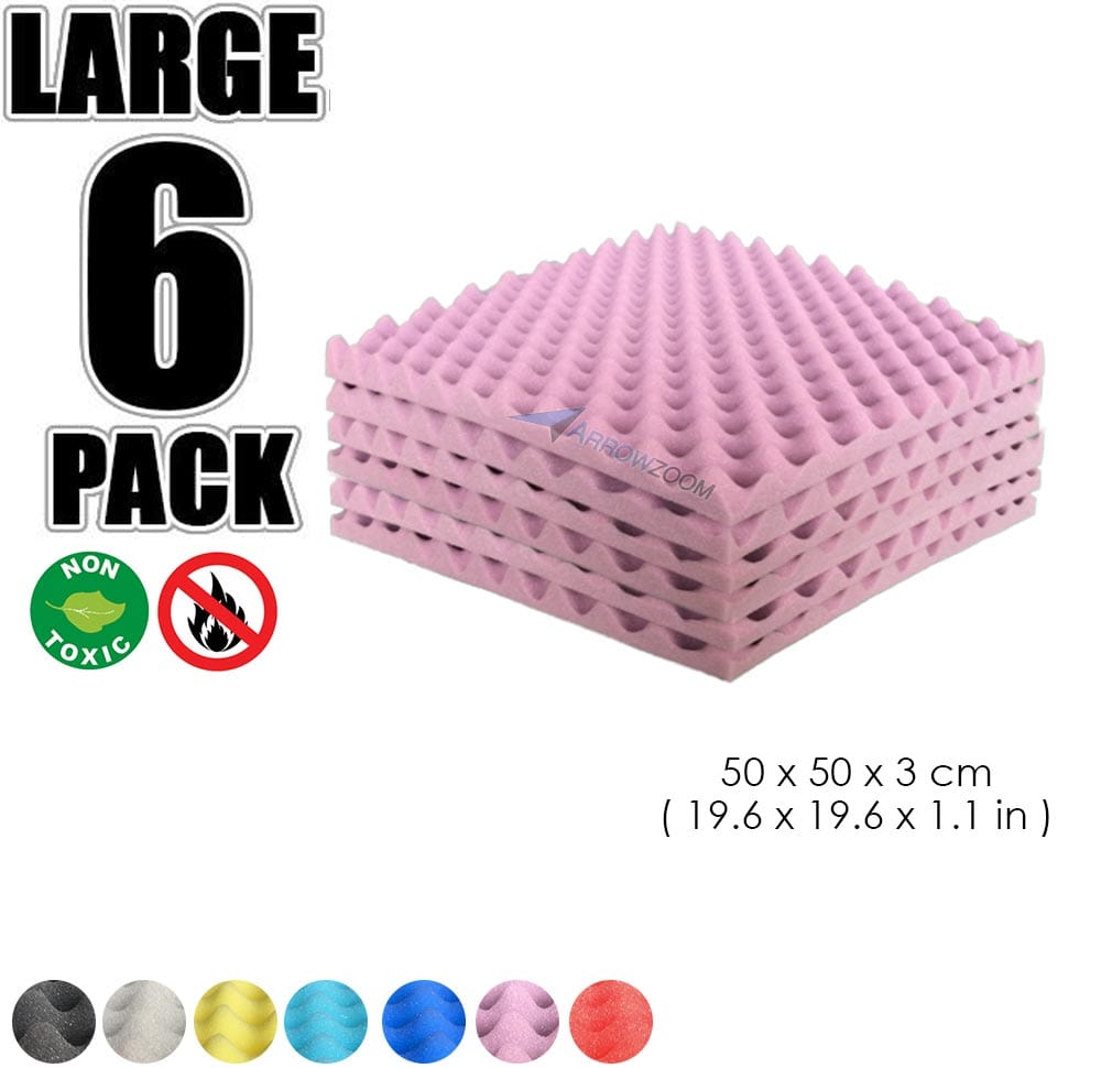 New 6 Pcs Bundle Egg Crate Convoluted Acoustic Tile Panels Sound Absorption Studio Soundproof Foam KK1052 50 X 50 X 3 cm (19.6 X 19.6 X 1.1 in) / Purple