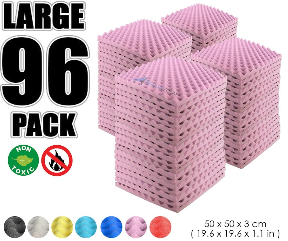 New 96 Pcs Bundle Egg Crate Convoluted Acoustic Tile Panels Sound Absorption Studio Soundproof Foam  KK1052 50 X 50 X 3 cm (19.6 X 19.6 X 1.1 in) / Purple