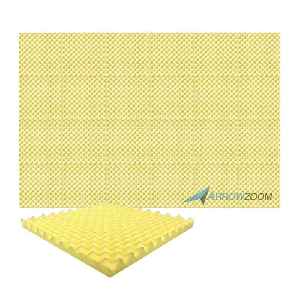 New 24 Pcs Bundle Egg Crate Convoluted Acoustic Tile Panels Sound Absorption Studio Soundproof Foam KK1052 50 X 50 X 3 cm (19.6 X 19.6 X 1.1 in) / Yellow