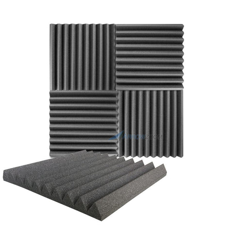 New 4 pcs Wedge Tiles Acoustic Panels Sound Absorption Studio Soundproof Foam 7 Colors KK1134 50 x 50 x 5 cm (19.6 x 19.6 x 1.9 in) / Black