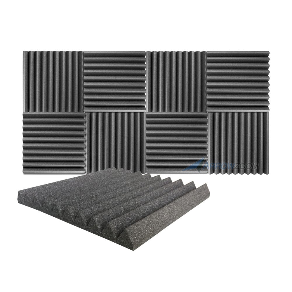 New 8 pcs Wedge Tiles Acoustic Panels Sound Absorption Studio Soundproof Foam 7 Colors KK1134 50 x 50 x 5 cm (19.6 x 19.6 x 1.9 in) / Black
