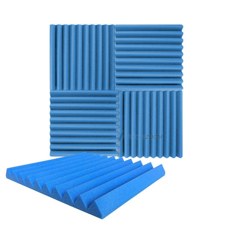 New 4 pcs Wedge Tiles Acoustic Panels Sound Absorption Studio Soundproof Foam 7 Colors KK1134 50 x 50 x 5 cm (19.6 x 19.6 x 1.9 in) / Blue