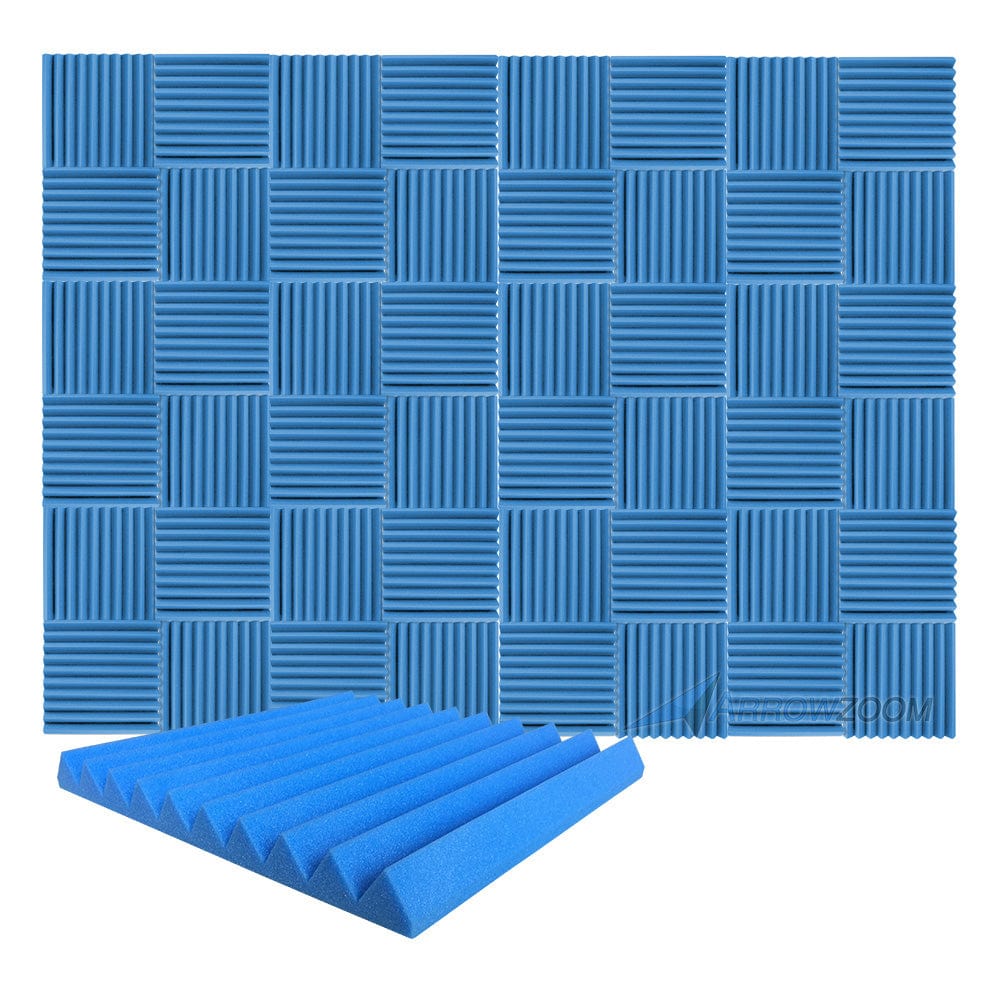 New 48 pcs Wedge Tiles Acoustic Panels Sound Absorption Studio Soundproof Foam 7 Colors KK1134 50 x 50 x 5 cm (19.6 x 19.6 x 1.9 in) / Blue