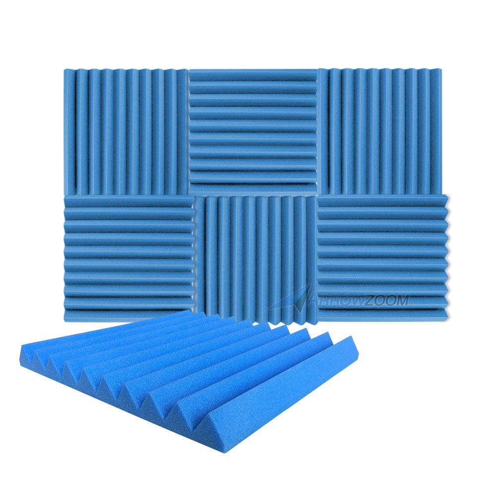 New 6 pcs Wedge Tiles Acoustic Panels Sound Absorption Studio Soundproof Foam 7 Colors KK1134 50 x 50 x 5 cm (19.6 x 19.6 x 1.9 in) / Blue