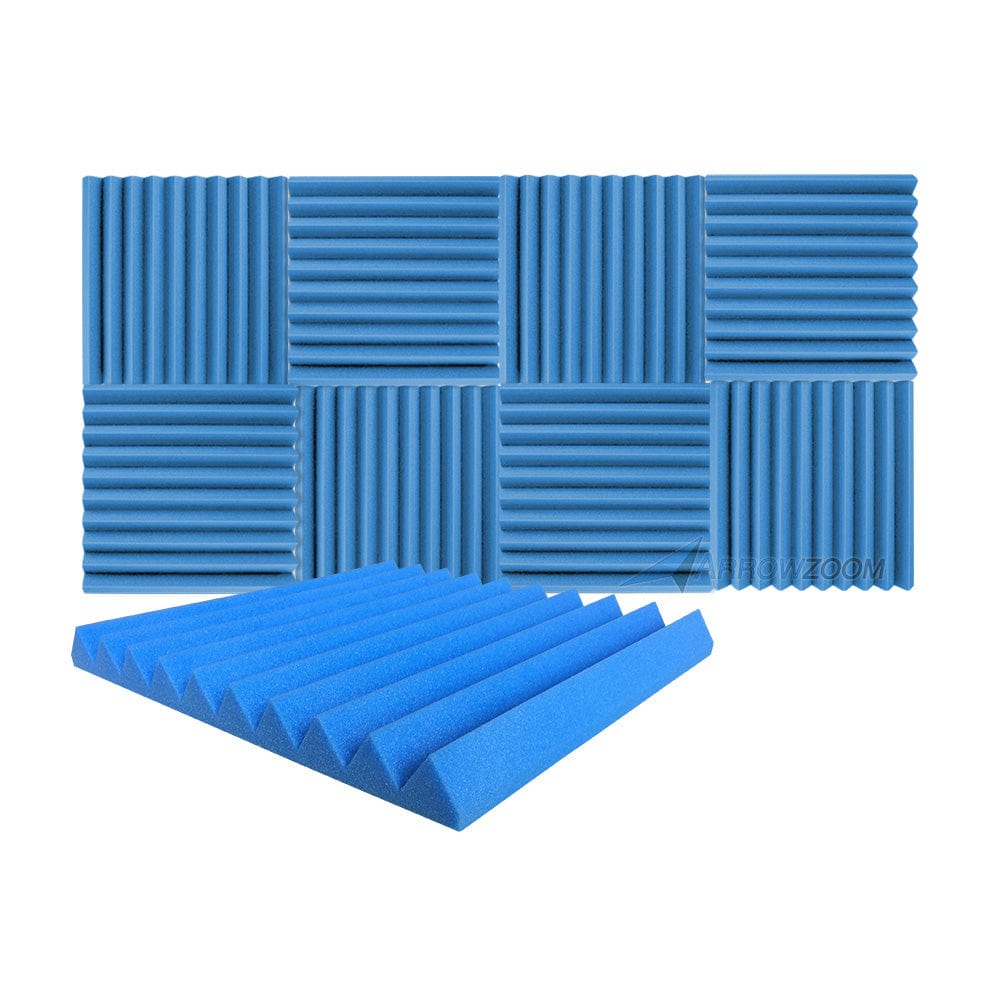 New 8 pcs Wedge Tiles Acoustic Panels Sound Absorption Studio Soundproof Foam 7 Colors KK1134 50 x 50 x 5 cm (19.6 x 19.6 x 1.9 in) / Blue