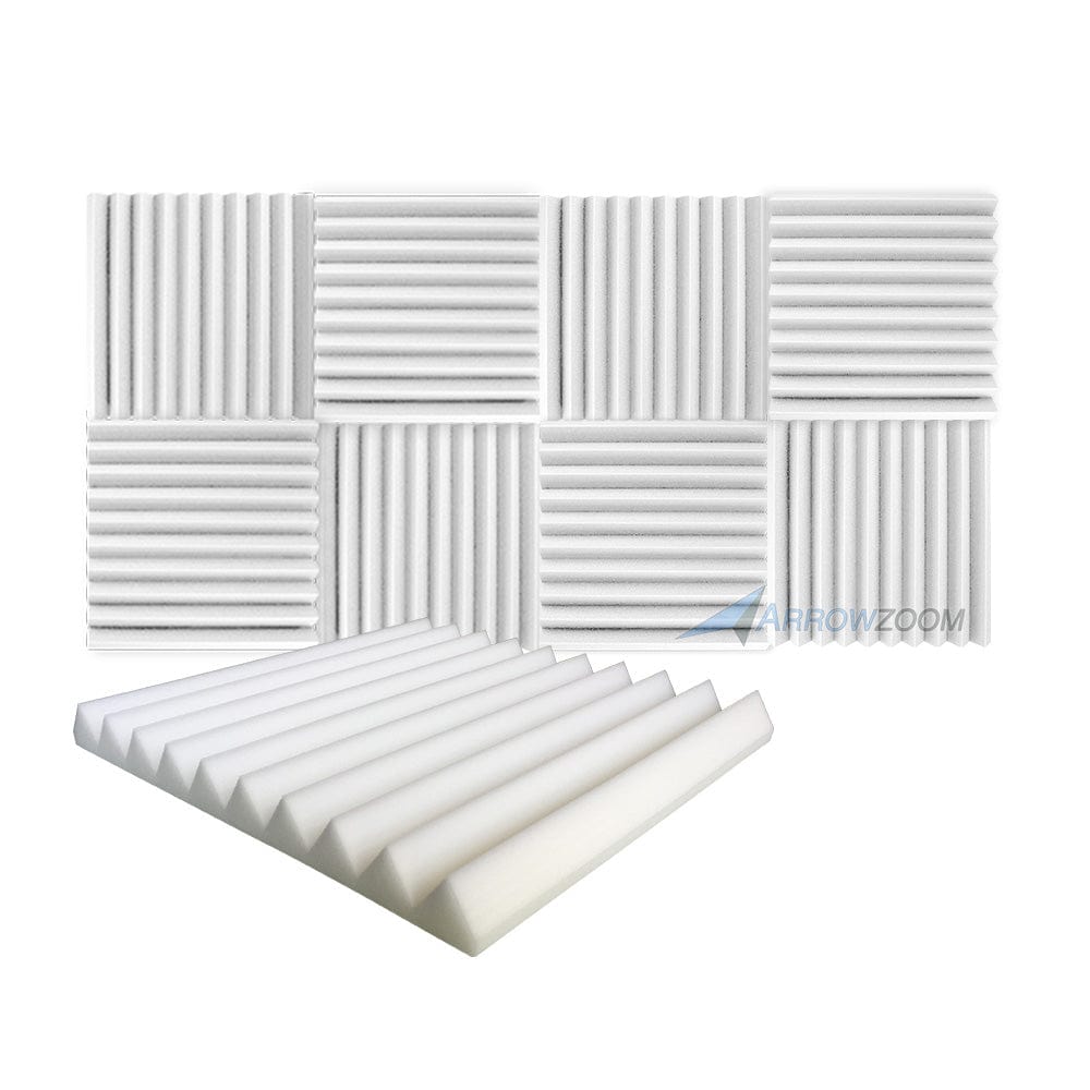 New 8 pcs Wedge Tiles Acoustic Panels Sound Absorption Studio Soundproof Foam 7 Colors KK1134 50 x 50 x 5 cm (19.6 x 19.6 x 1.9 in) / Pearl White