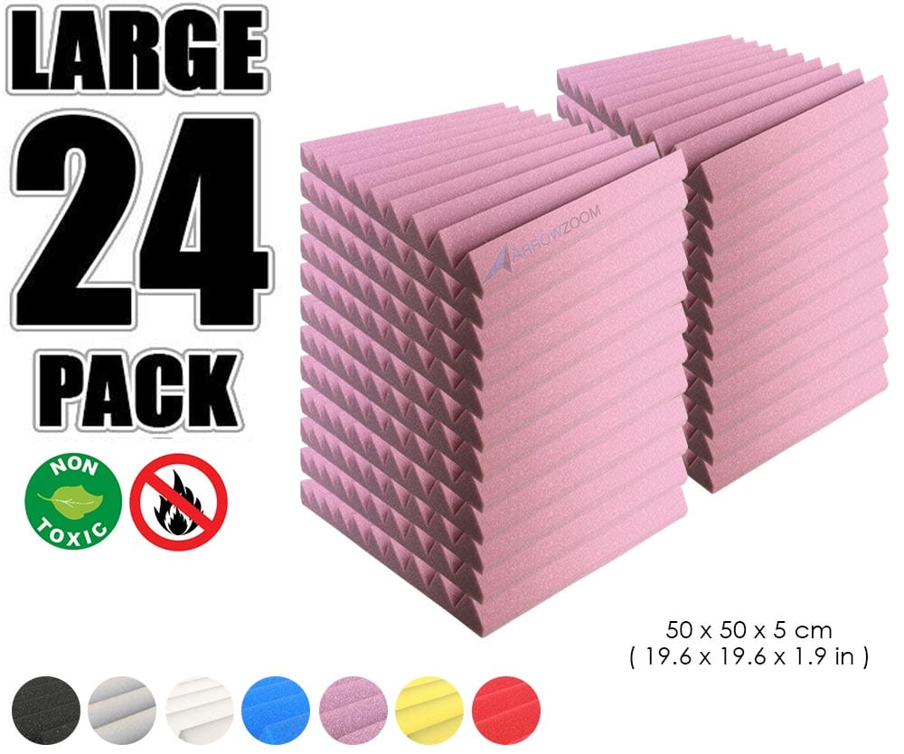 New 24 pcs Wedge Tiles Acoustic Panels Sound Absorption Studio Soundproof Foam 7 Colors KK1134 50 x 50 x 5 cm (19.6 x 19.6 x 1.9 in) / Purple