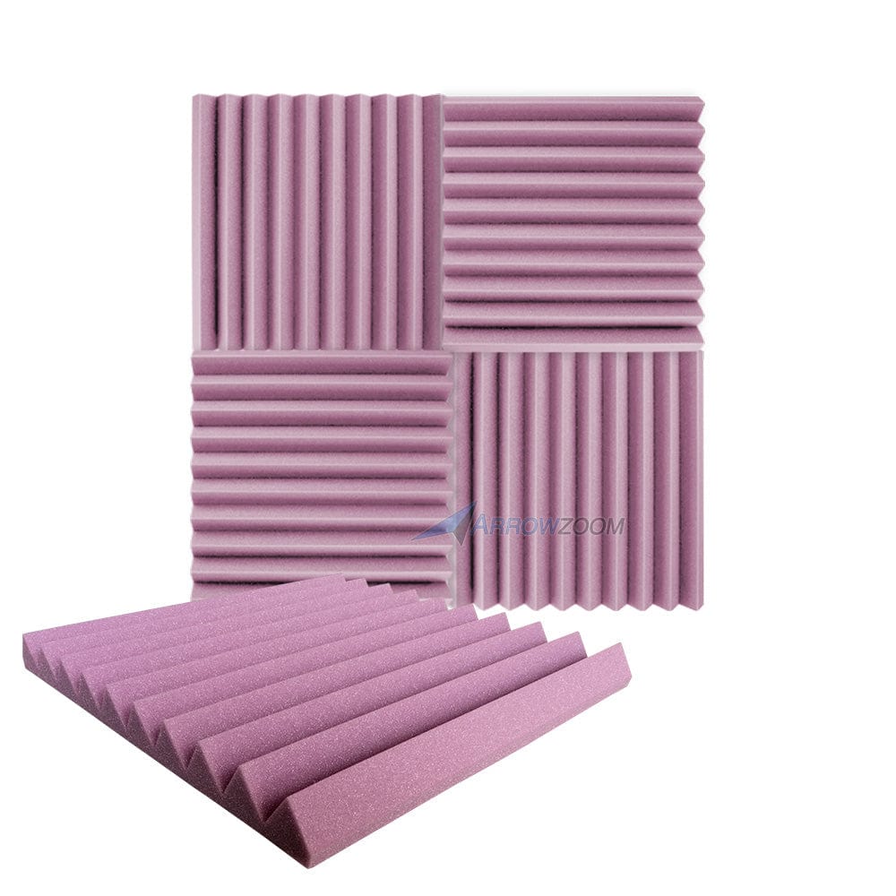 New 4 pcs Wedge Tiles Acoustic Panels Sound Absorption Studio Soundproof Foam 7 Colors KK1134 50 x 50 x 5 cm (19.6 x 19.6 x 1.9 in) / Purple
