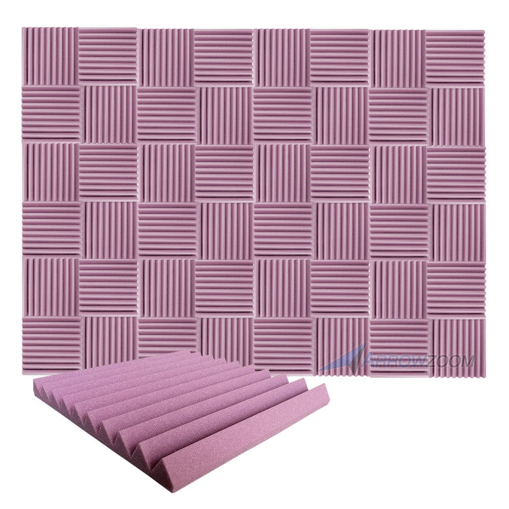 New 48 pcs Wedge Tiles Acoustic Panels Sound Absorption Studio Soundproof Foam 7 Colors KK1134 50 x 50 x 5 cm (19.6 x 19.6 x 1.9 in) / Purple