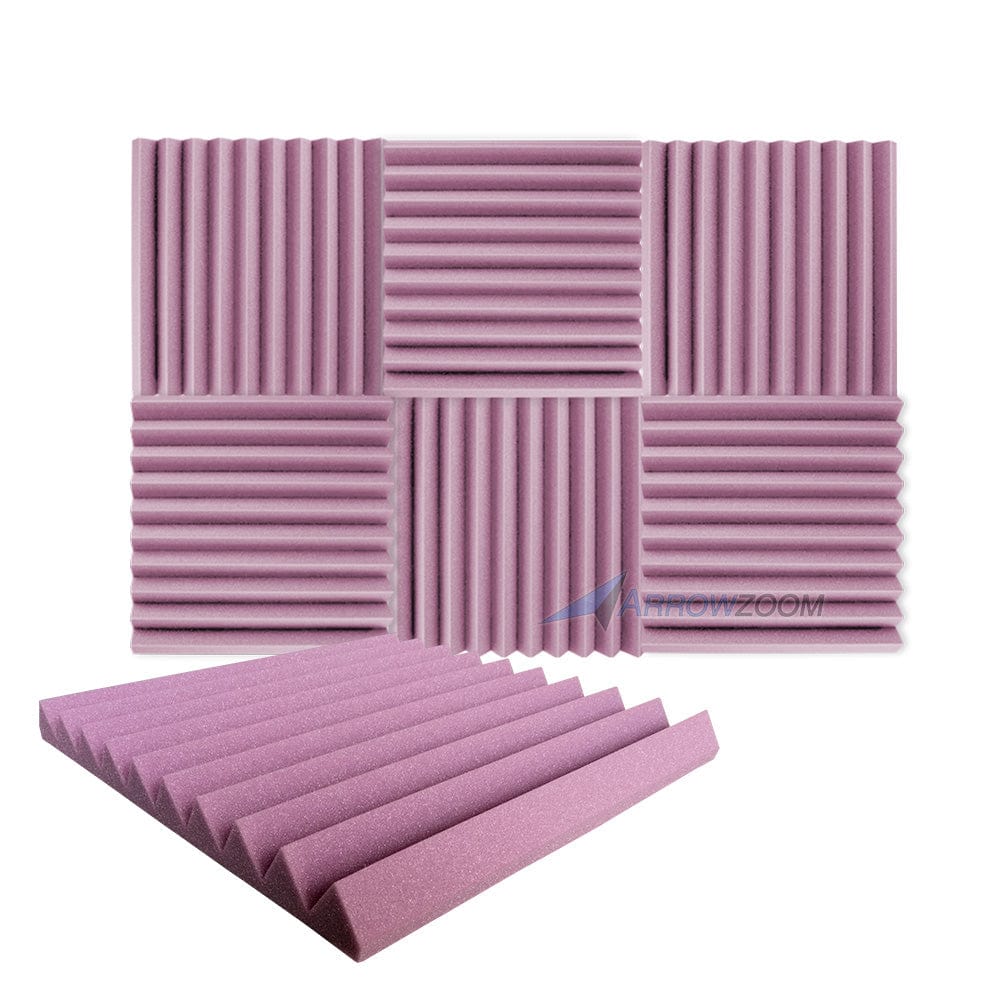 New 6 pcs Wedge Tiles Acoustic Panels Sound Absorption Studio Soundproof Foam 7 Colors KK1134 50 x 50 x 5 cm (19.6 x 19.6 x 1.9 in) / Purple