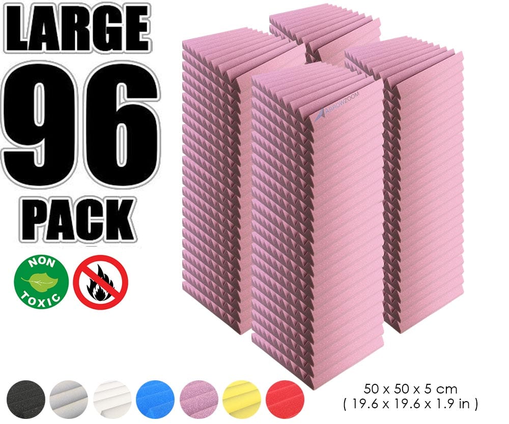 New 96 pcs Wedge Tiles Acoustic Panels Sound Absorption Studio Soundproof Foam 7 Colors KK1134 50 x 50 x 5 cm (19.6 x 19.6 x 1.9 in) / Purple