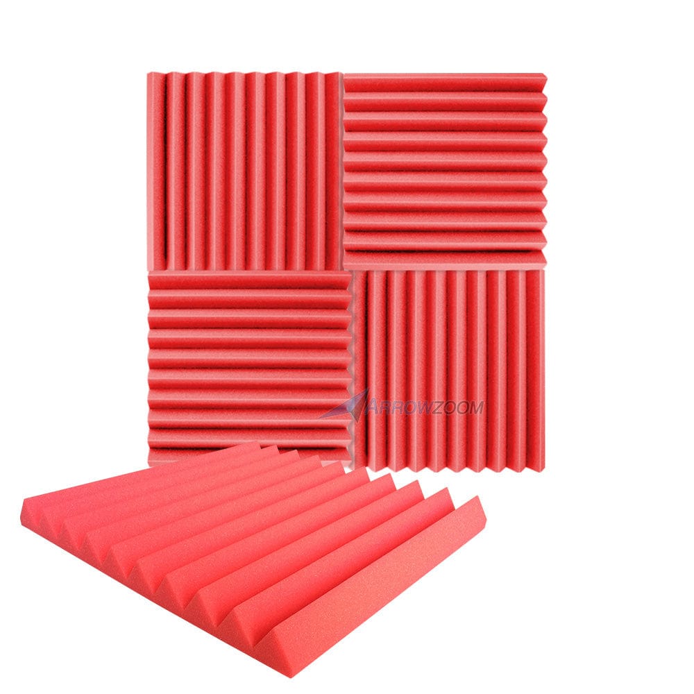 New 4 pcs Wedge Tiles Acoustic Panels Sound Absorption Studio Soundproof Foam 7 Colors KK1134 50 x 50 x 5 cm (19.6 x 19.6 x 1.9 in) / Red