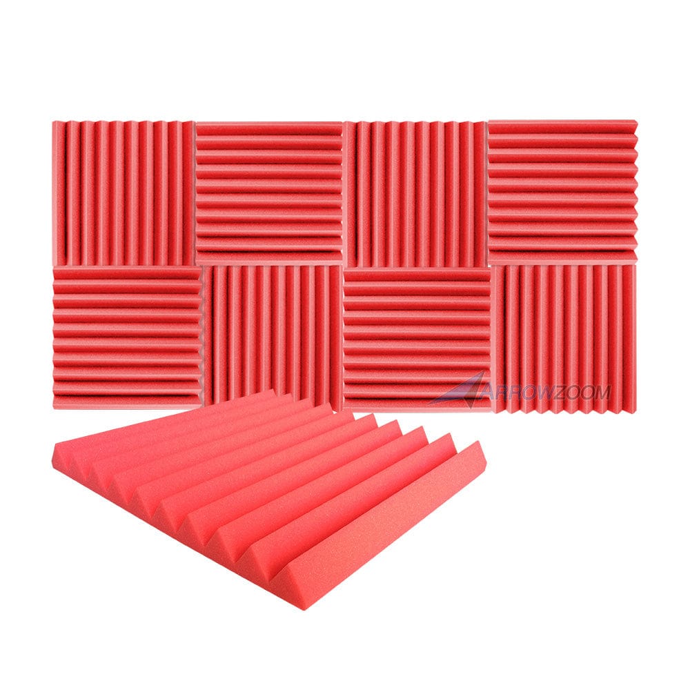 New 8 pcs Wedge Tiles Acoustic Panels Sound Absorption Studio Soundproof Foam 7 Colors KK1134 50 x 50 x 5 cm (19.6 x 19.6 x 1.9 in) / Red