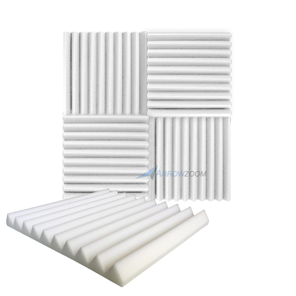 New 4 pcs Wedge Tiles Acoustic Panels Sound Absorption Studio Soundproof Foam 7 Colors KK1134 50 x 50 x 5 cm (19.6 x 19.6 x 1.9 in) / White