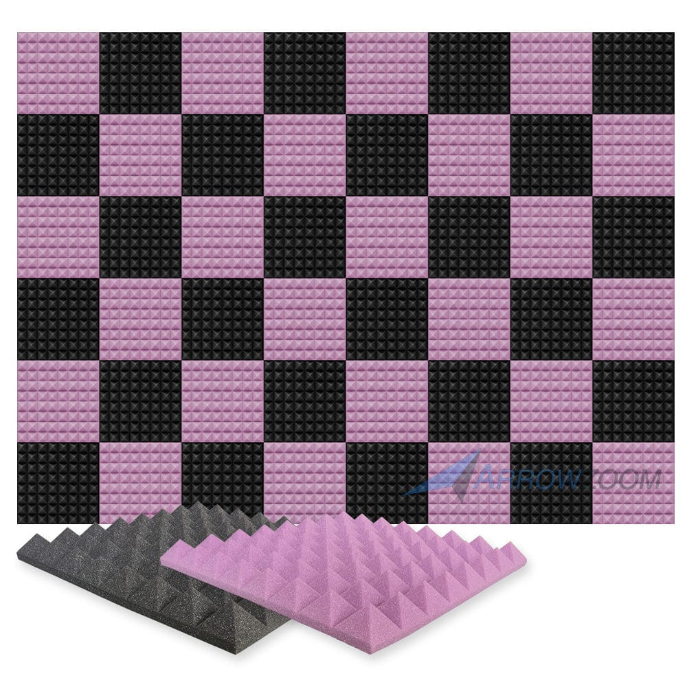New 48 pcs Black and Purple Bundle Pyramid Tiles Acoustic Panels Sound Absorption Studio Soundproof Foam KK1034 50 X 50 X 5cm (19.6 X 19.6 X 1.9in)