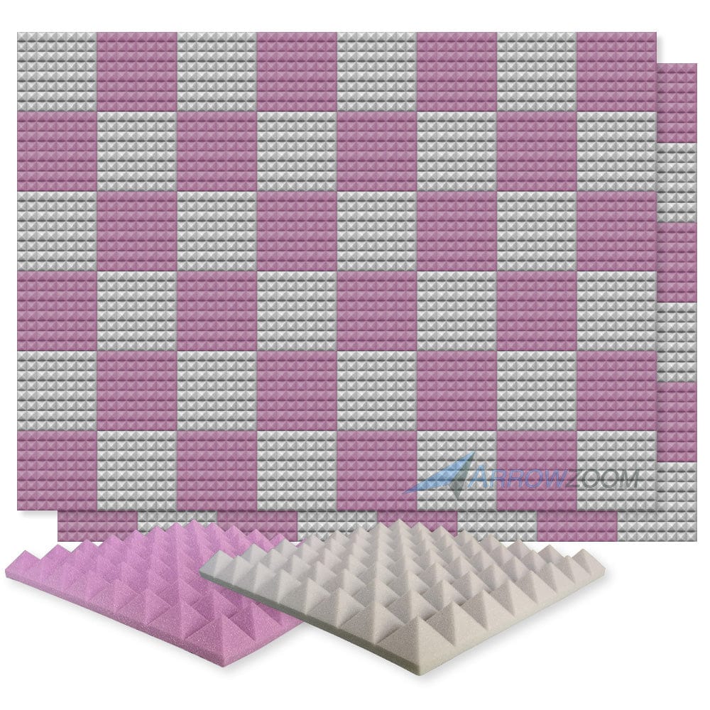 New 96 pcs Purple and Gray Bundle Pyramid Tiles Acoustic Panels Sound Absorption Studio Soundproof Foam KK1034 50 X 50 X 5cm (19.6 X 19.6 X 1.9in)