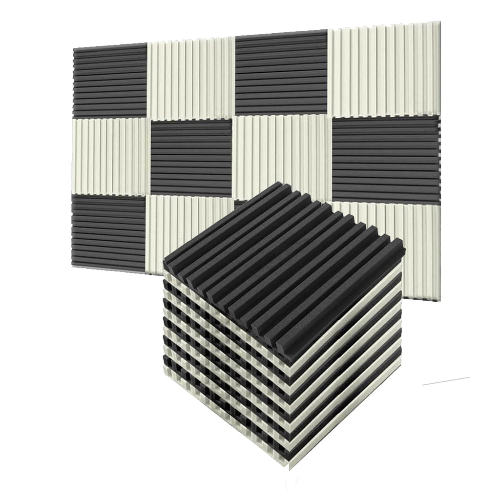 Arrowzoom Acoustic Foam Metro Striped Ceiling - Pearl White x Black Bundle - KK1041