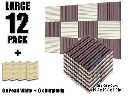 Arrowzoom Acoustic Foam Metro Striped Ceiling - Pearl White x Burgundy Bundle - KK1041