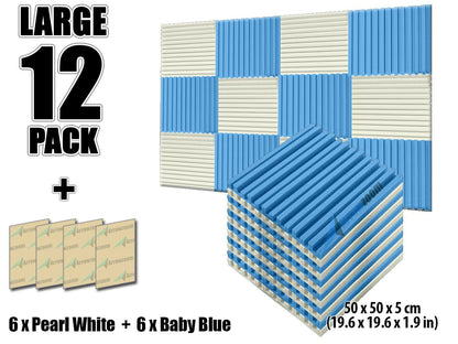 Arrowzoom Acoustic Foam Metro Striped Ceiling - Peral White x Baby Blue Bundle - KK1041