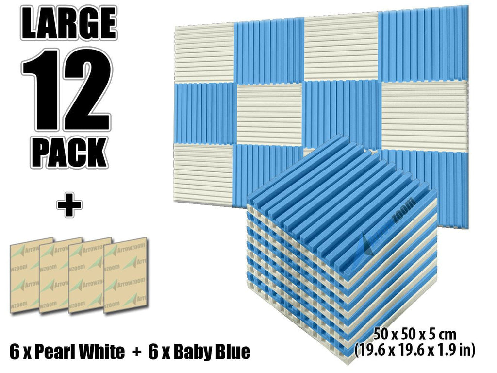 Arrowzoom Acoustic Foam Metro Striped Ceiling - Peral White x Baby Blue Bundle - KK1041