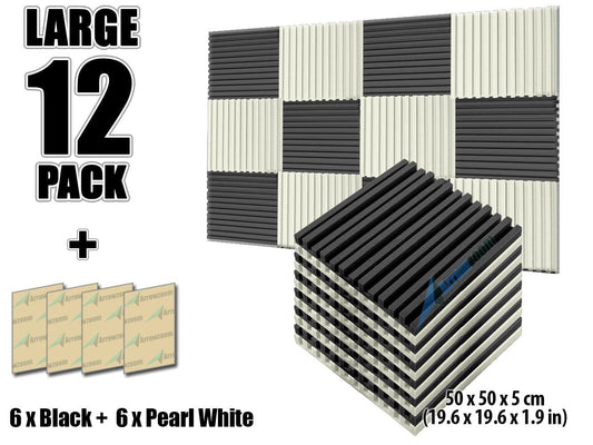 Arrowzoom Acoustic Foam Metro Striped Ceiling - Peral White x Black Bundle - KK1041