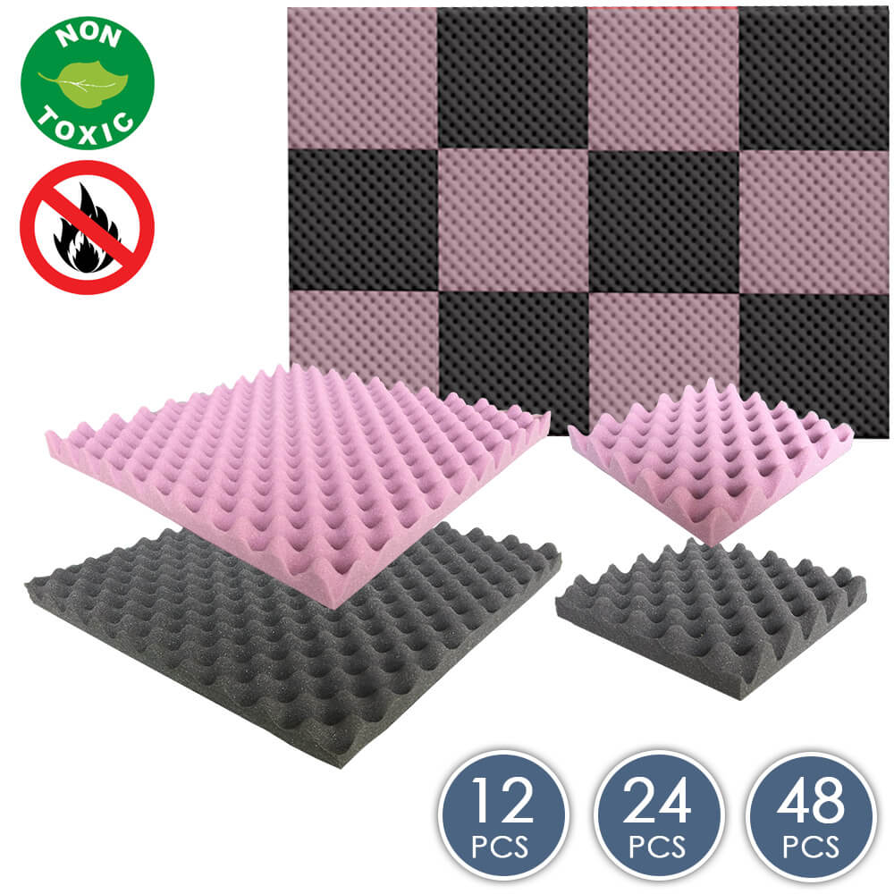 Arrowzoom Eggcrate Convoluted Series Acoustic Foam - Black x Burgundy Bundle - KK1052