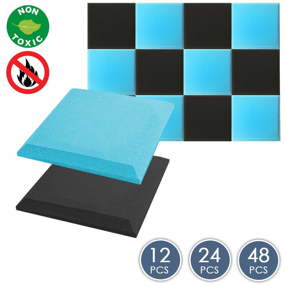 Arrowzoom Flat Bevel Tile Series Acoustic Panel - Baby Blue x Black Bundle - KK1039
