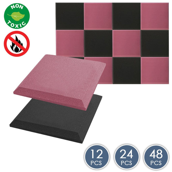 Arrowzoom Flat Bevel Tile Series Acoustic Panel - Black x Burgundy Bundle - KK1039