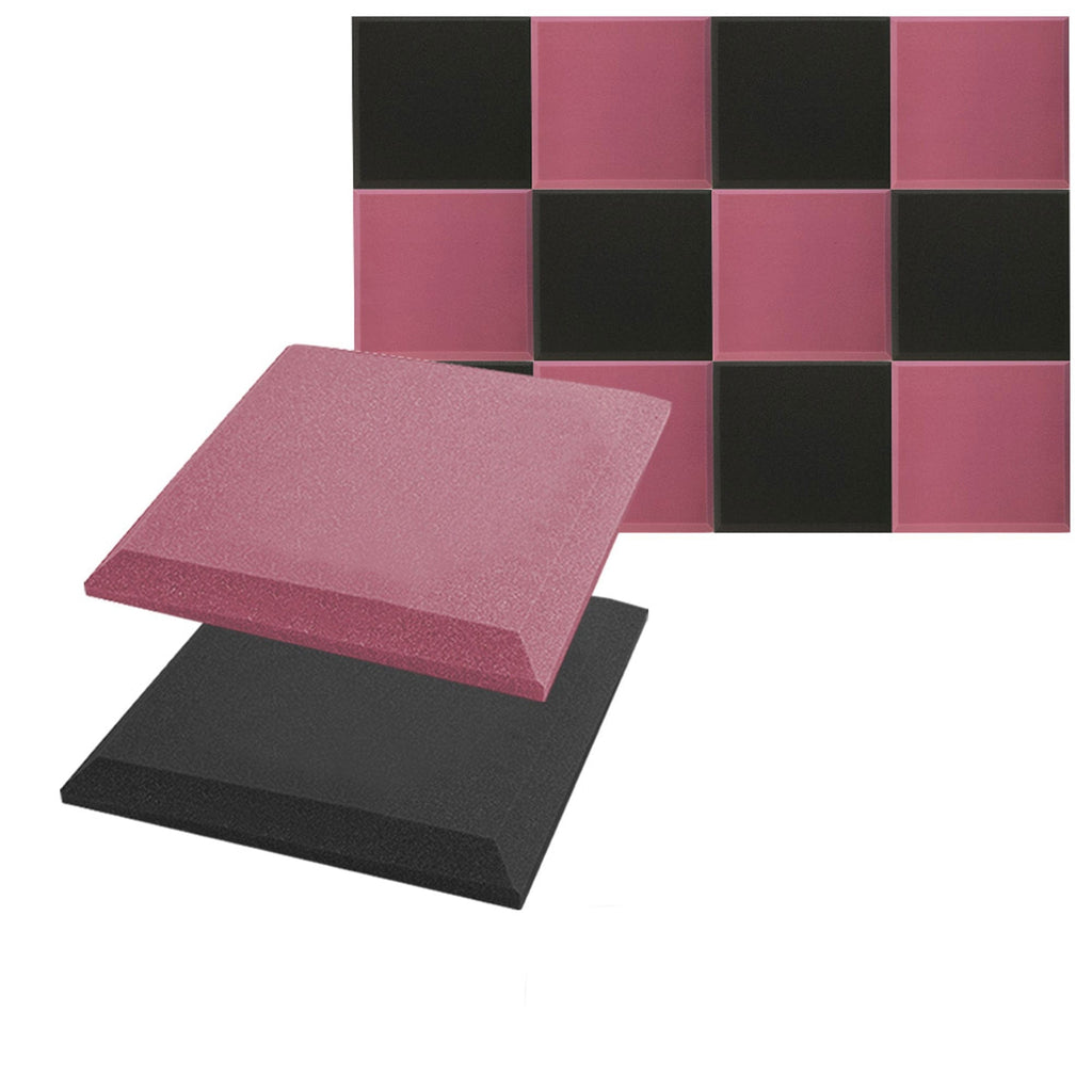Arrowzoom Flat Bevel Tile Series Acoustic Panel - Black x Burgundy Bundle - KK1039