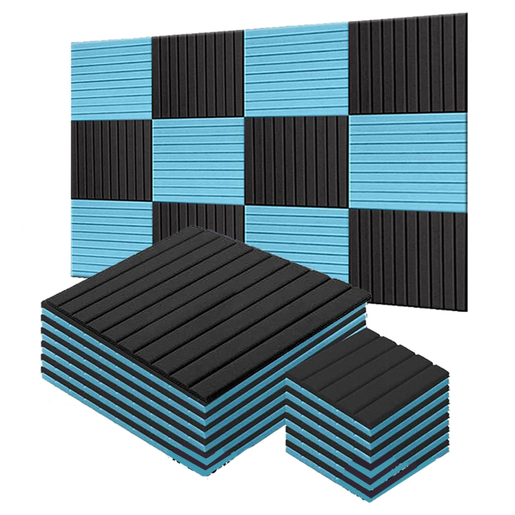 Arrowzoom Flat Wedge Series Acoustic Foam - Black x Baby Blue Bundle - KK1035