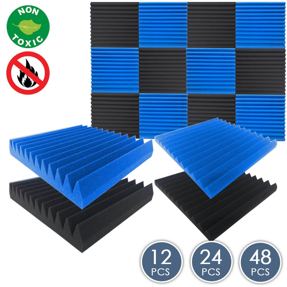 Arrowzoom Multi Wedge Series Acoustic Foam - Black x Blue Bundle - KK1167