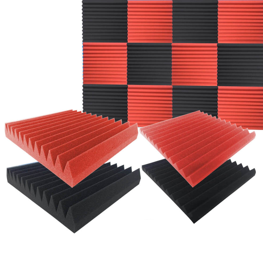 Arrowzoom Multi Wedge Series Acoustic Foam - Black x Red Bundle - KK1167