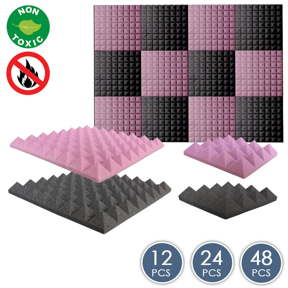 Arrowzoom Pyramid Series Acoustic Foam - Black x Burgundy Bundle - KK1034
