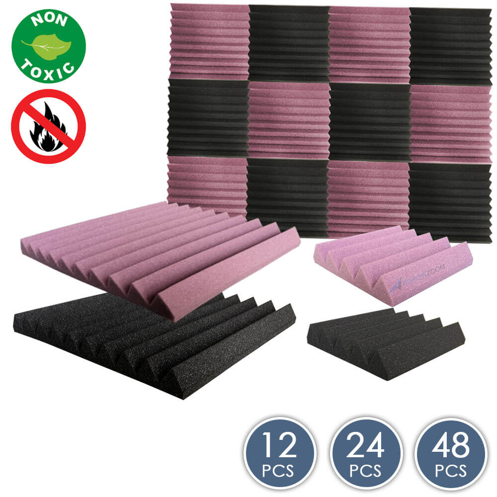 Arrowzoom Wedge Tiles Series Acoustic Foam - Black x Burgundy Bundle - KK1134