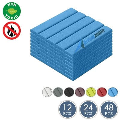 Arrowzoom Flat Wedge Series Acoustic Foam - Solid Colors - KK1035 Baby Blue / 12 / 25 X 25 X 2cm (9.8 X 9.8 X 0.8 in)