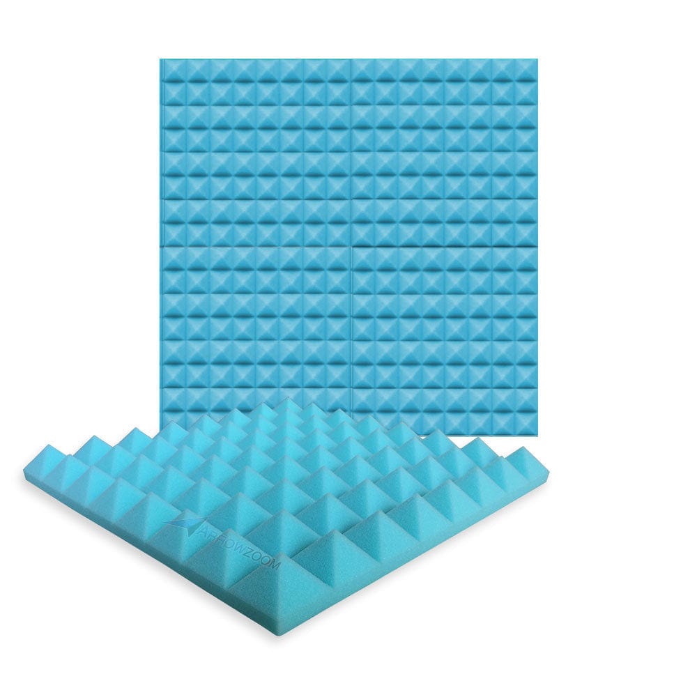 New 4 pcs Bundle Pyramid Tiles Acoustic Panels Sound Absorption Studio Soundproof Foam 8 Colors KK1034 Baby Blue / 50 X 50 X 5cm (19.6 X 19.6 X 1.9)