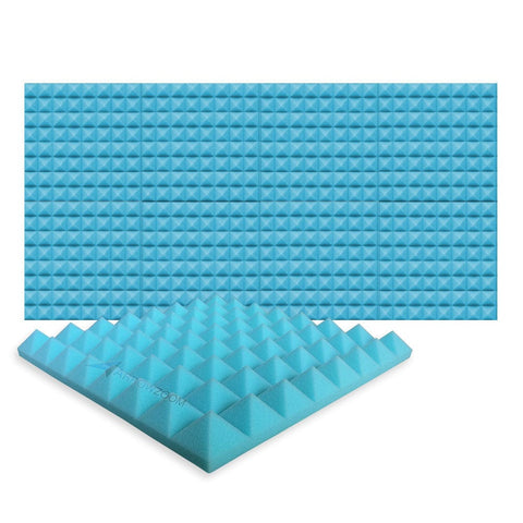 New 8 pcs Bundle Pyramid Tiles Acoustic Panels Sound Absorption Studio Soundproof Foam 8 Colors KK1034 Baby Blue / 50 X 50 X 5cm (19.6 X 19.6 X 1.9)