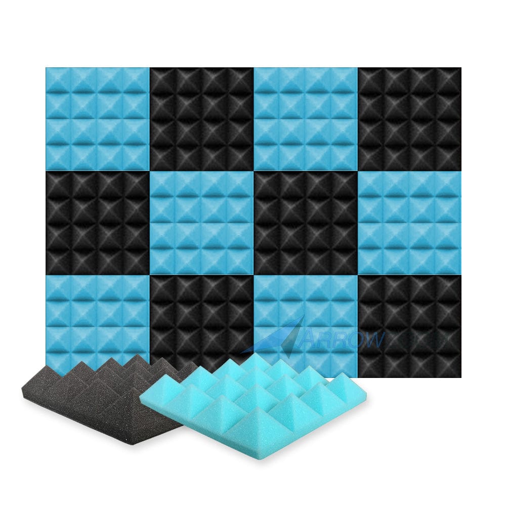 Arrowzoom Pyramid Series  Acoustic Foam Master KK1034 Baby Blue and Black / 12 / 25 x 25 x 5 cm/ 10 x 10 x 2in