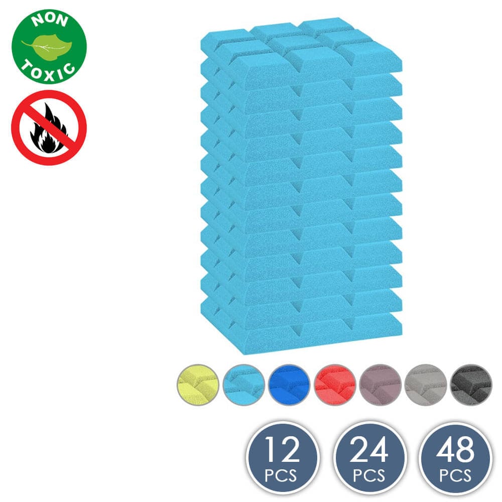 Arrowzoom Acoustic Bevel Grid Foam - Solid Colors - KK1046 Baby Blue / 1 Piece -50 x 50 x 5 cm / 20 x 20 x 2 in