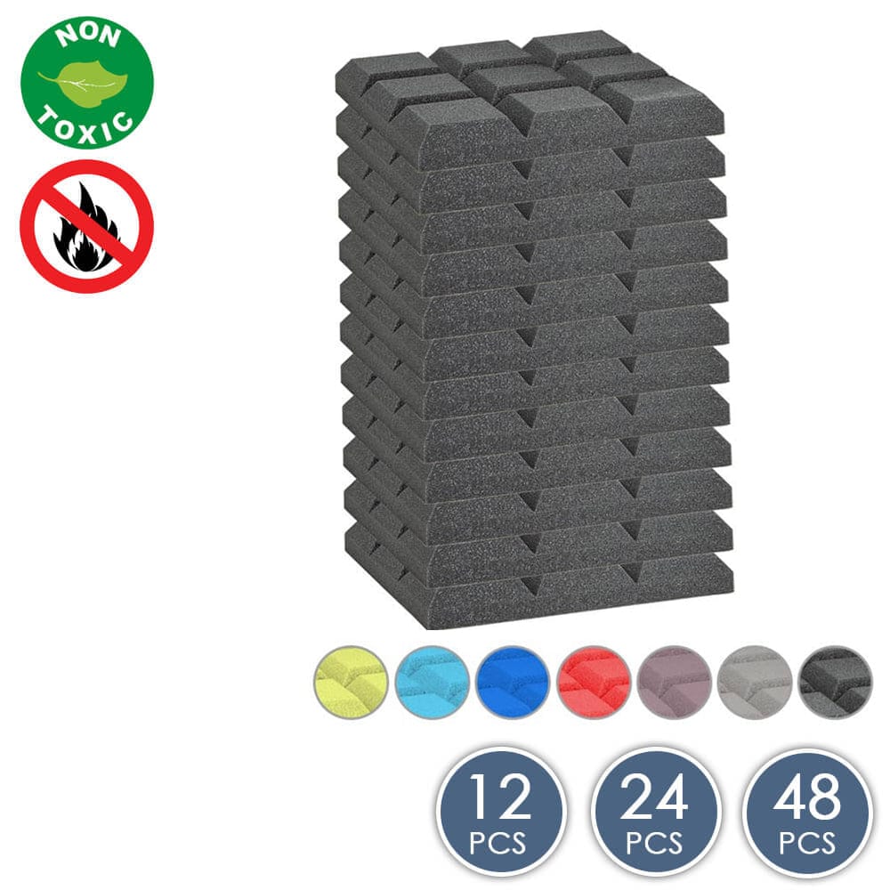 Arrowzoom Acoustic Bevel Grid Foam - Solid Colors - KK1046 Black / 1 Piece -50 x 50 x 5 cm / 20 x 20 x 2 in