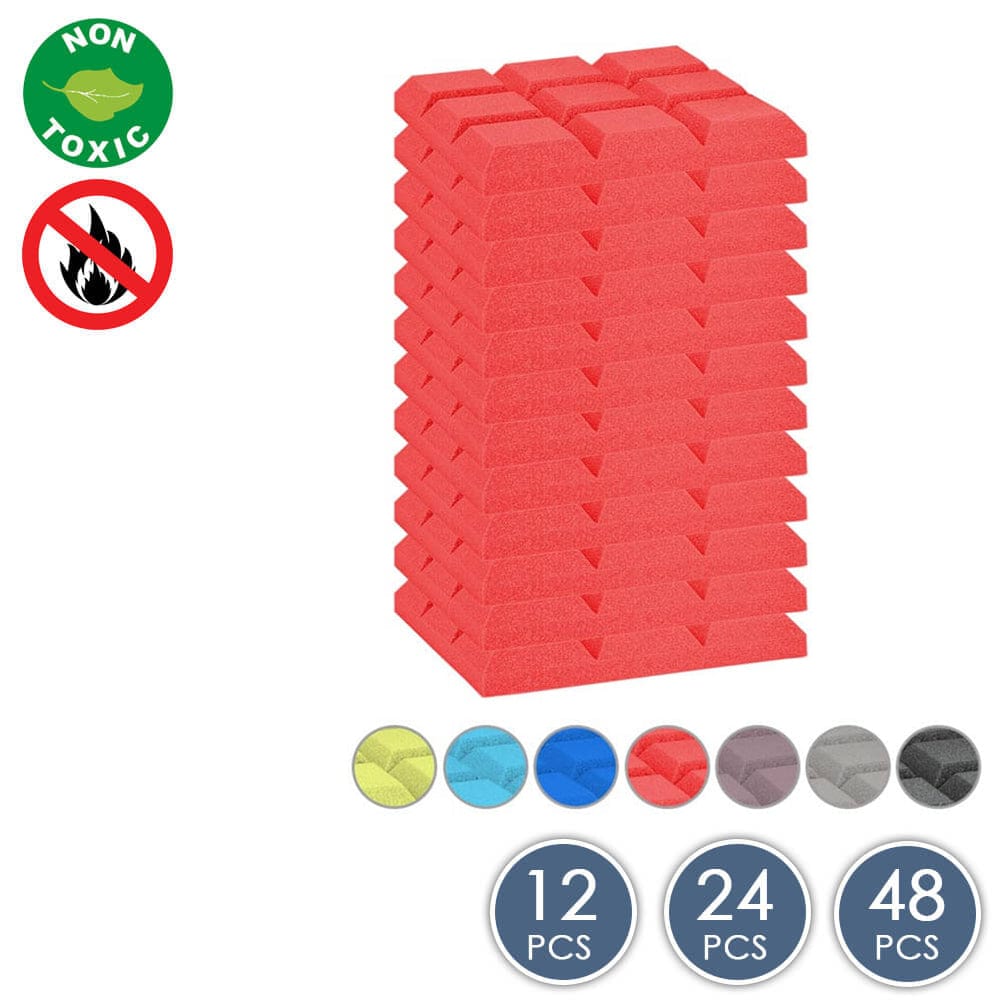Arrowzoom Acoustic Bevel Grid Foam - Solid Colors - KK1046 Red / 1 Piece -50 x 50 x 5 cm / 20 x 20 x 2 in