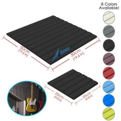 Arrowzoom Acoustic Flat Wedge Foam - Solid Colors - KK1035 Black / 1 PIECE - 50 X 50 X 2 CM