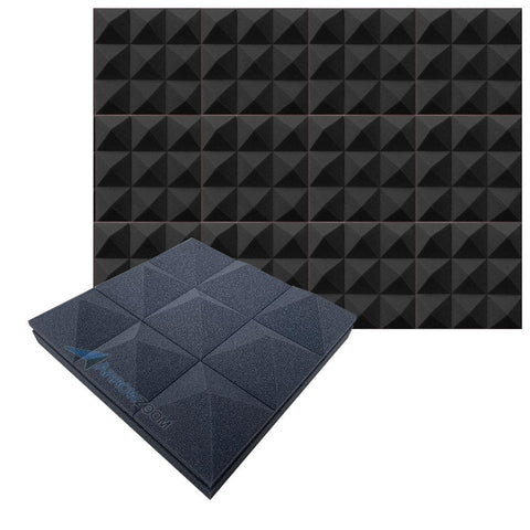 Arrowzoom™ PRO Series Soundproof Foam - Pyramid Plus - KK1194 Black / 12 pieces