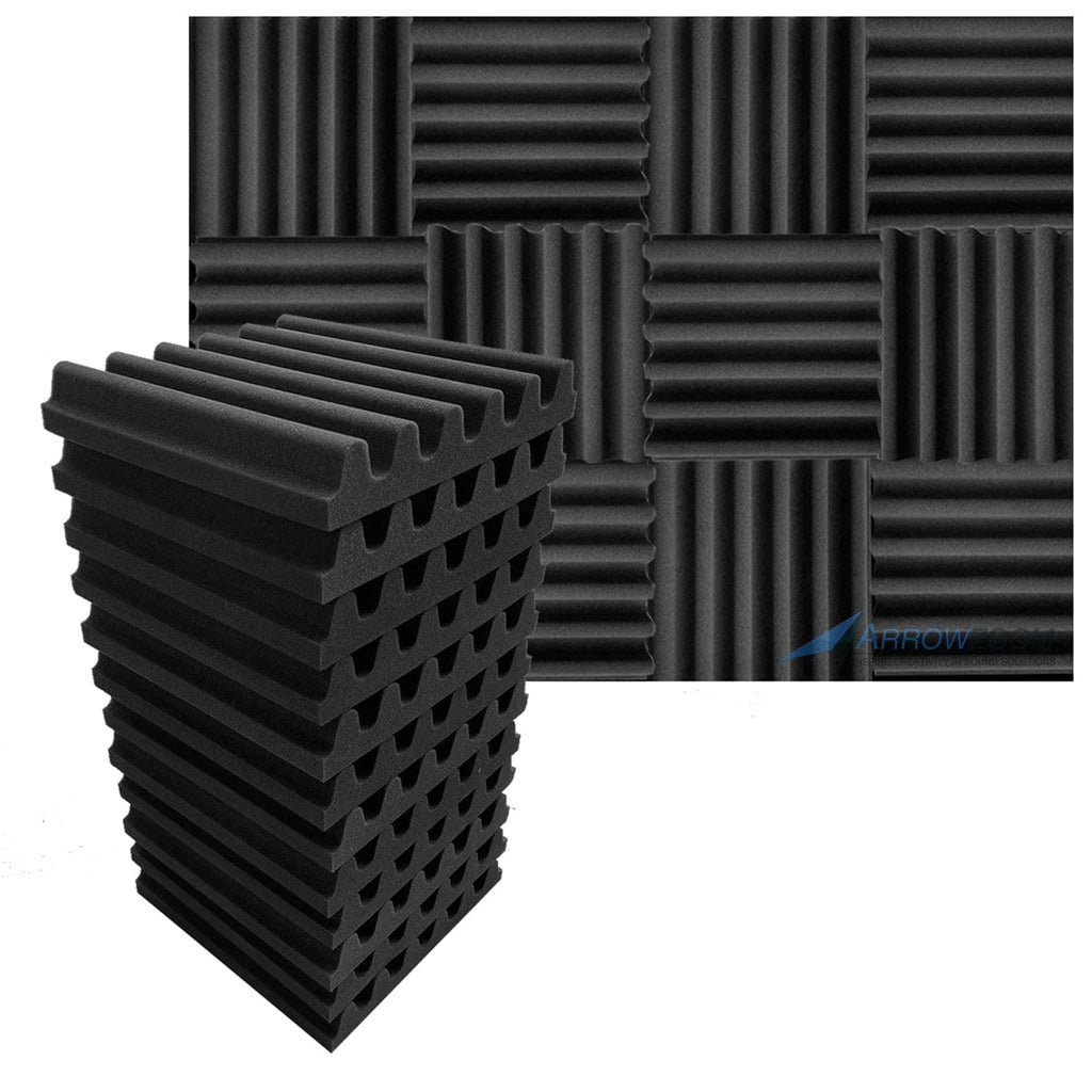 Arrowzoom™ PRO Series Soundproof Foam - Sea Wave Pro - KK1242 Black / 12 pieces