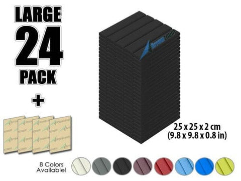 Arrowzoom Acoustic Flat Wedge Foam - Solid Colors - KK1035 Black / 24 PIECES - 25 X 25 X 2 CM