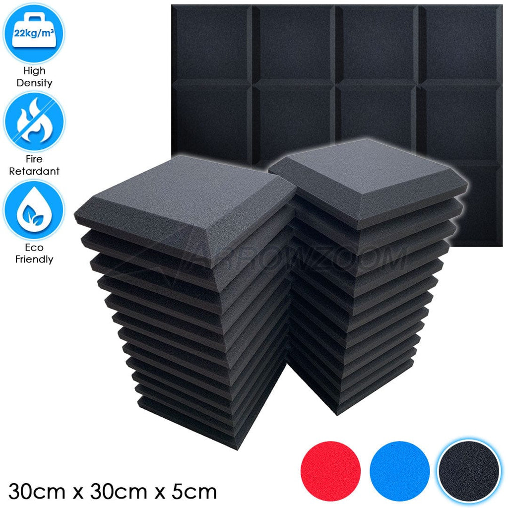 Arrowzoom™ PRO Series Soundproof Foam - Flat Bevel Pro - KK1196 Black / 24 pieces
